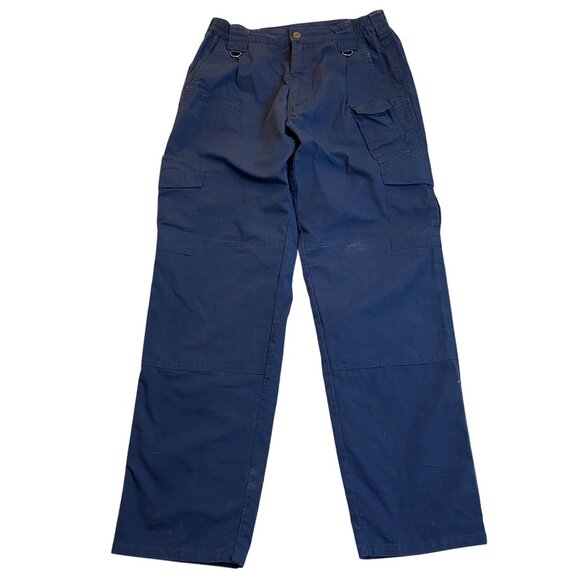 CQR Mens Ripstop Cargo Pants 34x32 Navy Blue Durable Polyester & Cotton Blend - Picture 1 of 10